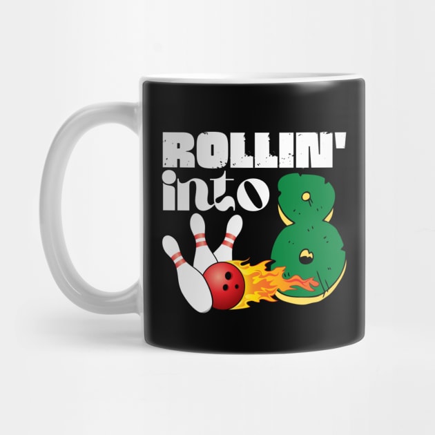 Rolling into 8 Eighth Birthday Bowling Gift by The WYLD Tribe